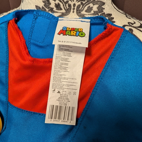 🖤 Nintendo Super Mario Blue and Red Costume, size 4-6 - Picture 2 of 3